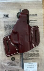 VEGA Holster, Tan Leather, Double Belt Loops, Quick Release Right Hand Bersa BPCC