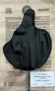 VEGA Holster, Black Leather, 3 Loop Adjustable for Belt, Right Hand Bersa THUN 380/22