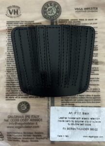 VEGA Holster, BLK Leather, Bersa Thun 380/22, DBLE Loop, w/Polymer clip, Right or Left hand