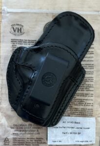 VEGA Holster, Black Leather, Dual Purpose, Loops and Clip, Right Hand Bersa BP Models