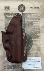 VEGA Holster, Tan Leather, Three Uses Leather Belt Holster, Right Hand Bersa THUN 380/22