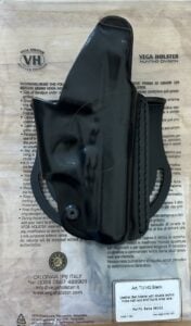 VEGA Holster, Black Leather, 2 Adjustable Belt Loops, Quick Release Right Hand Thun 380/22